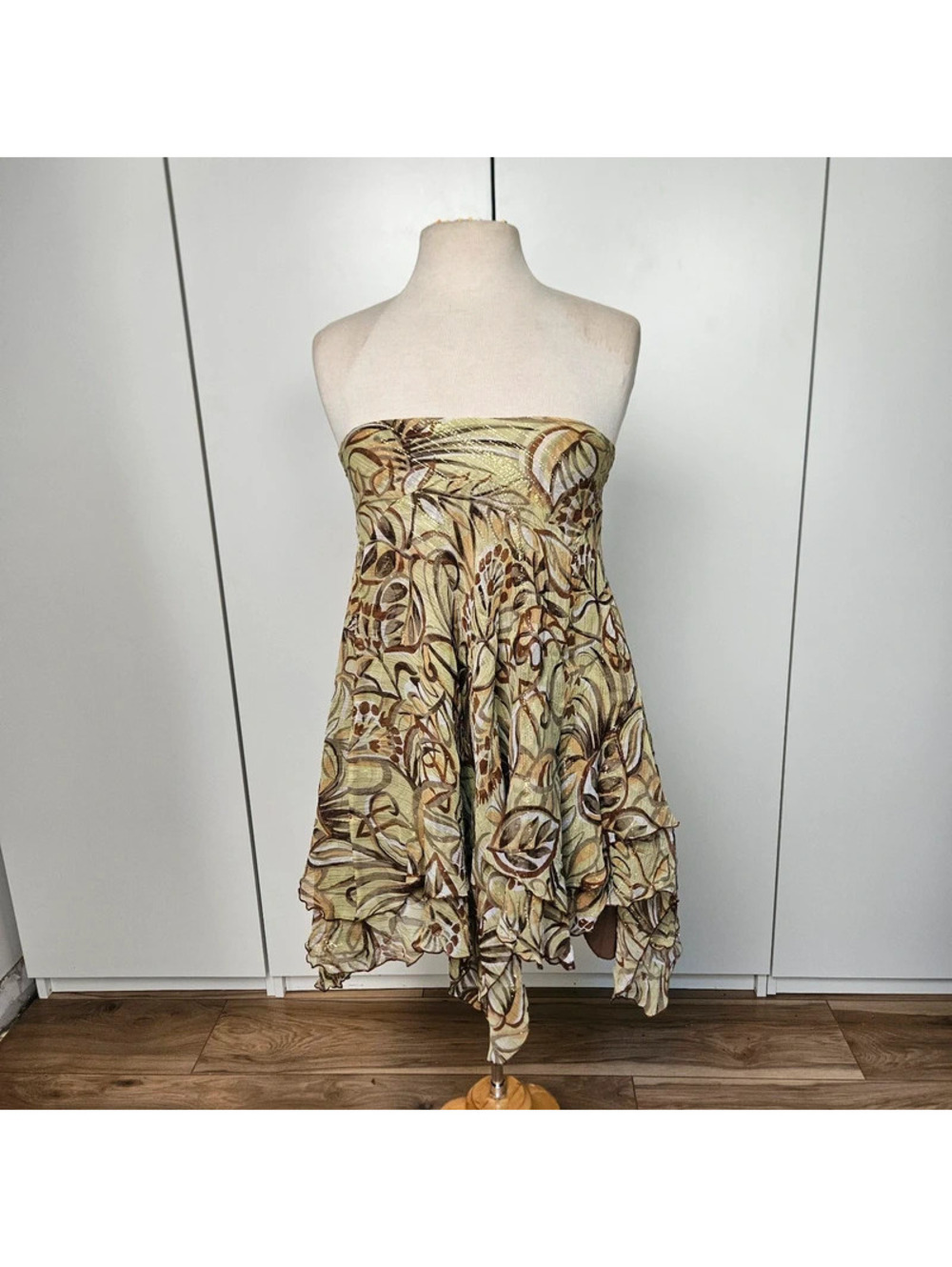 Vtg silk green fairy handkerchief skirt